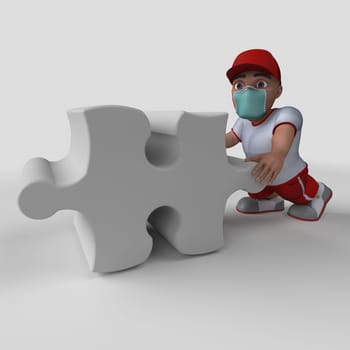 3D Render of Cartoon Sports Character in face mask