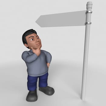 3D Render of Cartoon Casual Character