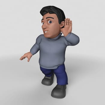 3D Render of Cartoon Casual Character