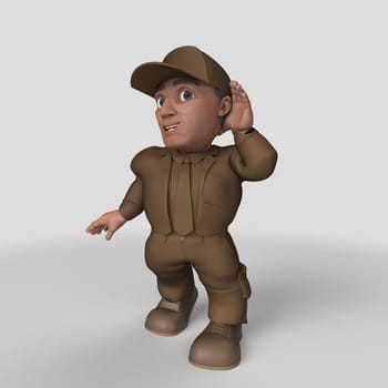 3D Render of Cartoon Delivery Driver