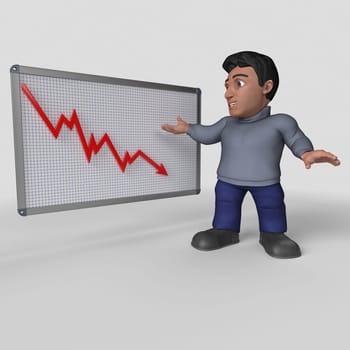 3D Render of Cartoon Casual Character