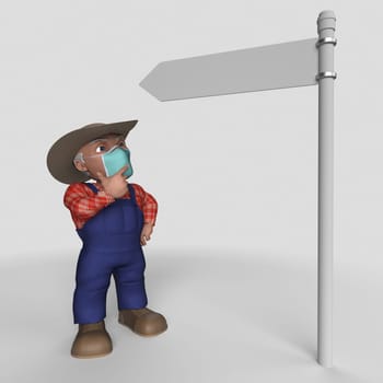 3D Render of Cartoon Farmer Character