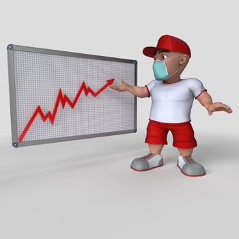 3D Render of Cartoon Sports Character in face mask