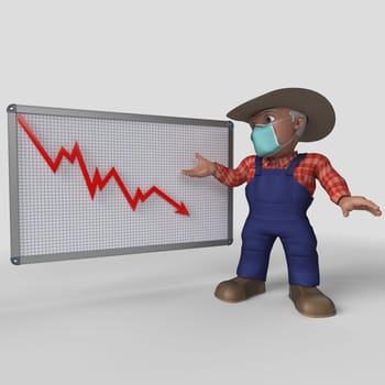 3D Render of Cartoon Farmer Character