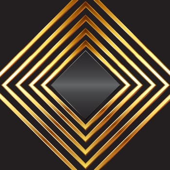Abstract background with metallic gold diamond frame