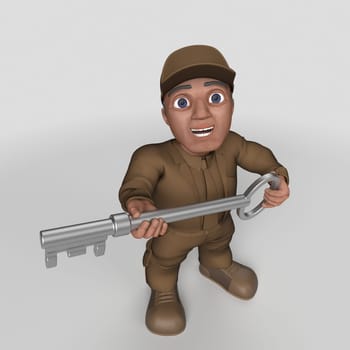 3D Render of Cartoon Delivery Driver