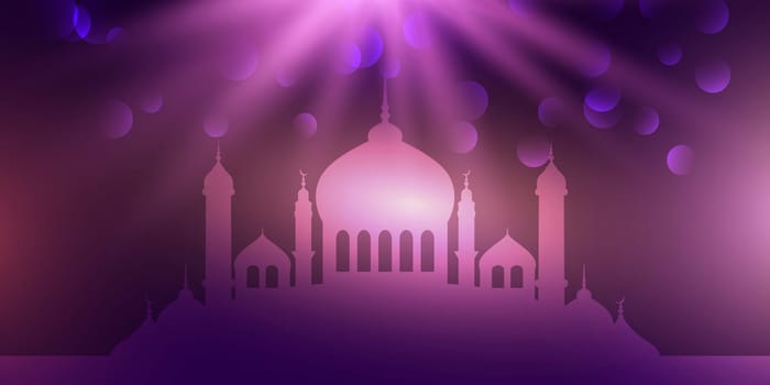 Abstract Eid Mubarak banner design with silhouette of mosque