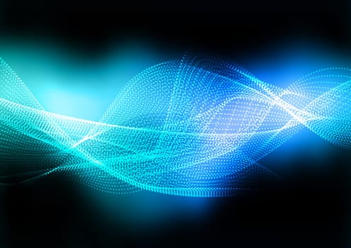 Abstract techno background of flowing cyber dots
