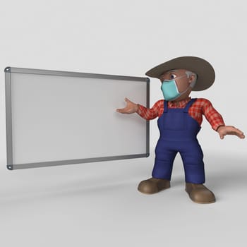 3D Render of Cartoon Farmer Character