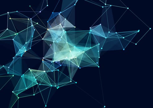 Abstract background with a low poly network connections design