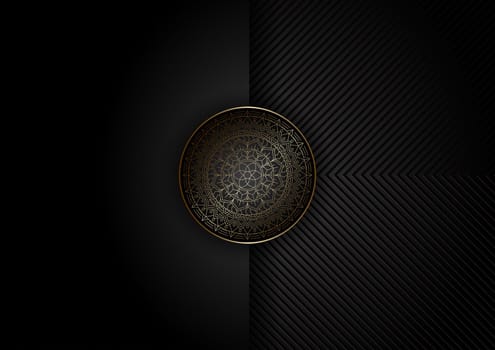 Abstract background with decorative mandala design in gold and black