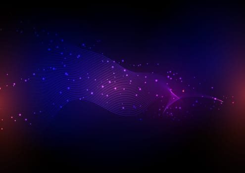 Abstract background with flowing lines and glowing dots design