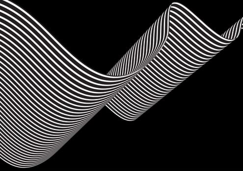 Abstract background with black and white flowing stripes