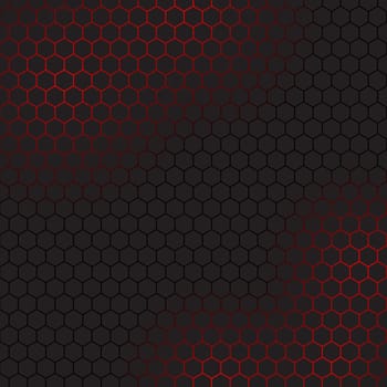 Abstract background with hexagonal design with red highlights