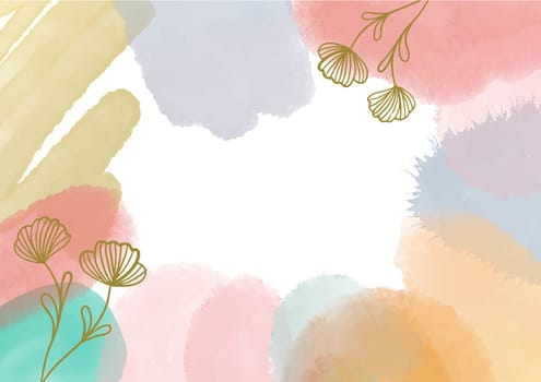 Decorative abstract background with hand painted watercolour elements