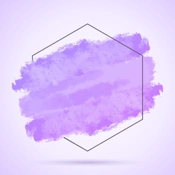 Abstract background with hand painted grunge stroke and hexagonal frame