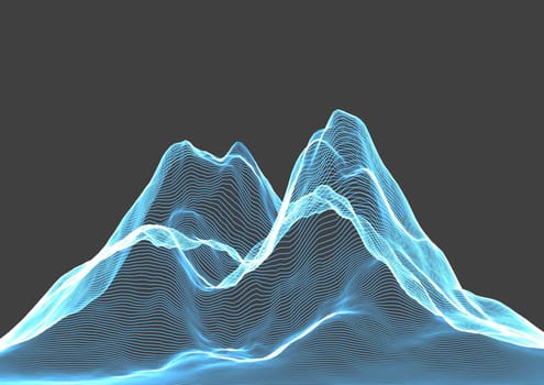 Abstract background with mountain landscape in wireframe design
