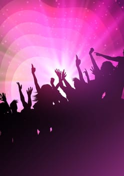Abstract background with silhouette of a party crowd