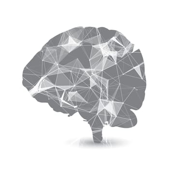 Abstract background with a low poly design on brain silhouette