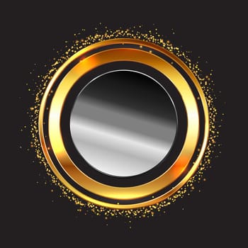 Abstract background with a metallic circular frame with glitter