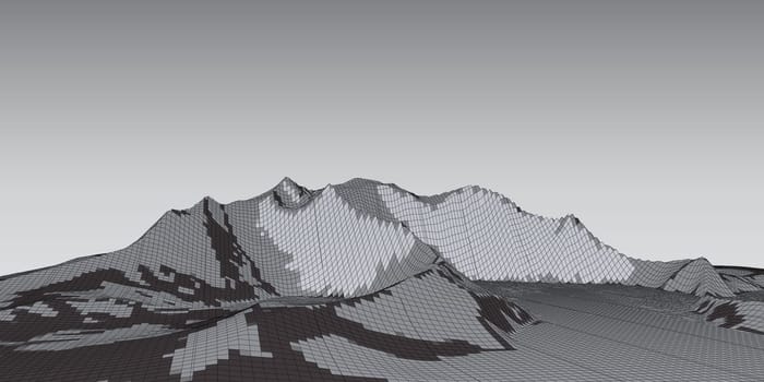 Abstract modern banner with a wireframe landscape design