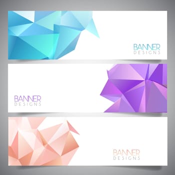 Collection of banners with low poly designs