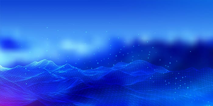 abstract banner with a wireframe landscape design