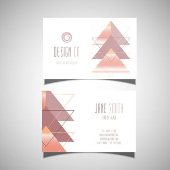 Business card with a modern triangular abstract design