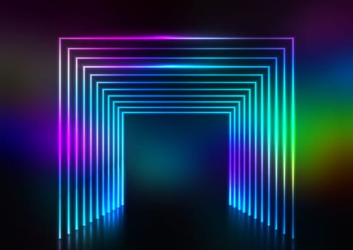 Abstract design background with neon tunnel effect