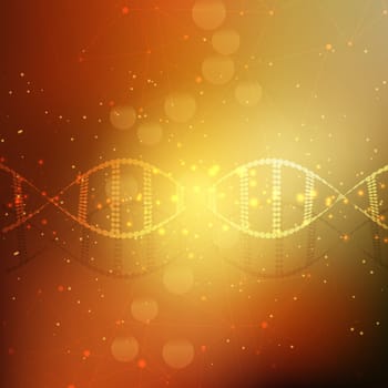 Abstract medical background with DNA strands and connecting lines and dots
