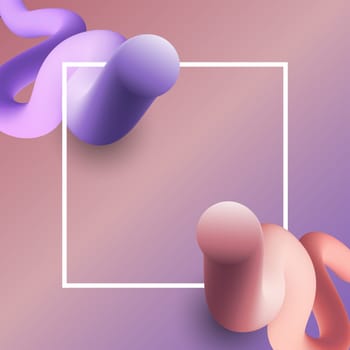 Abstract background design with white frame and 3D shapes
