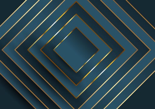 Abstract elegant background with square design in blue and gold