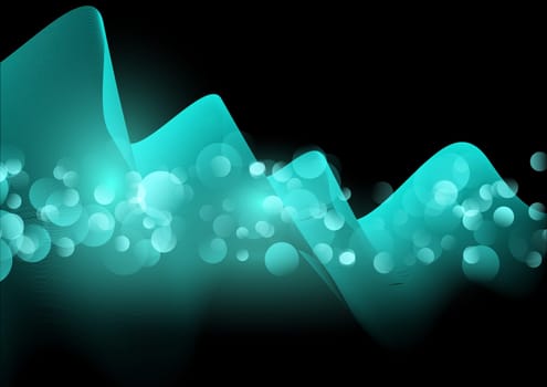 Abstract background with flowing lines and bokeh lights