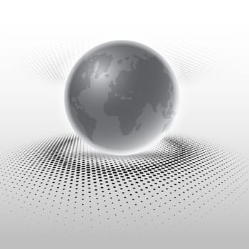 Abstract background with globe on halftone dots design