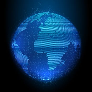 Modern futuristic background with sphere of glowing dots design