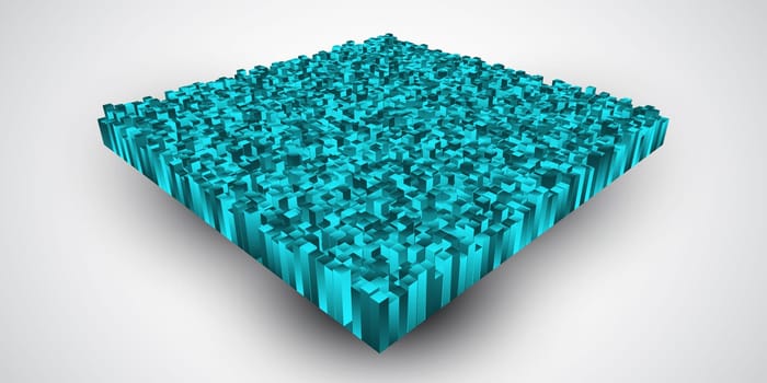Abstract isometric background with extruding teal coloured cubes