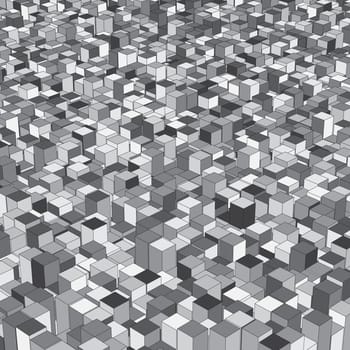 Abstrock isometric background with extruding cubes design