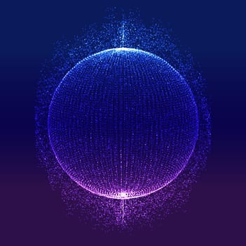Abstract modern technology background with sphere of glowing particles