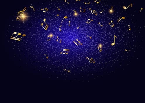 Abstract background with golden music notes design