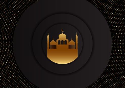 Abstract Ramadan Kareem background with gold mosque design