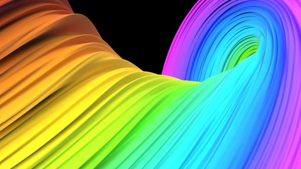 3D Render of Minimalist wave design with colorful shapes and lines