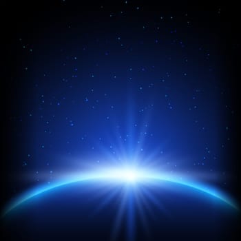 Abstract space background with planet against starry sky