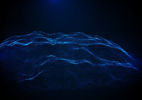 Abstract terrain background of glowing cyber dots