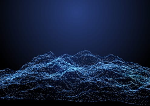 Modern futuristic background with landscape of cyber dots