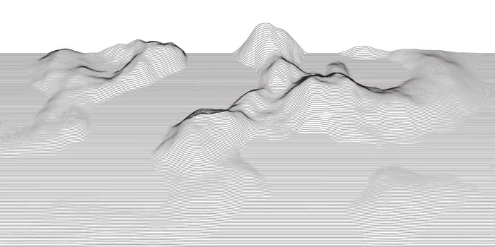 Abstract techno landscape with a wireframe design