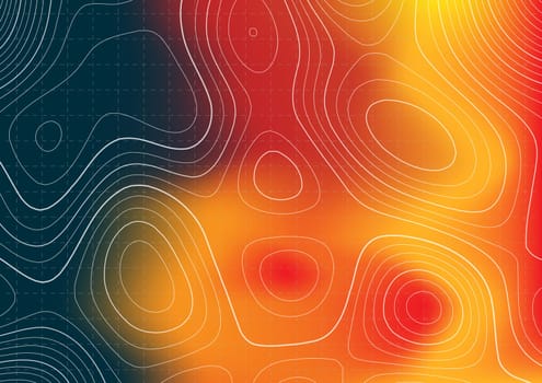 Abstract topography map design with a heat map overlay