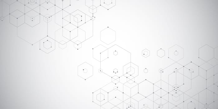 Abstract techno banner with a hexagonal design
