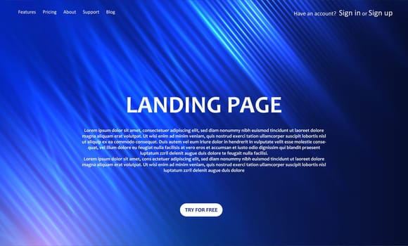 Website landing page template with an abstract blur design