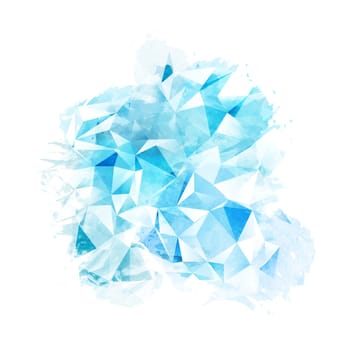 Abstract watercolour texture with a low poly overlay design