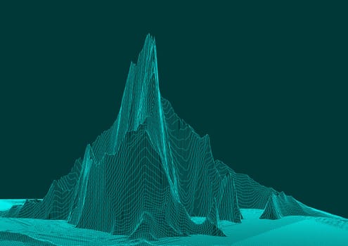 Abstract background with a wireframe landscape design